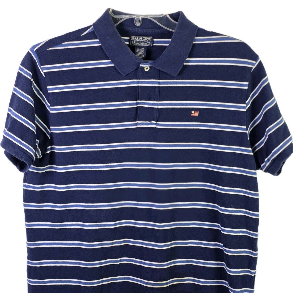Vtg Ralph Lauren Men's XL Blue Nautical Short Sleeve Shirt